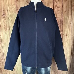 Johnnie-O Full Zip Plaid Lined Navy Preppy Sweater /Sweatshirt Men's Size Large‎